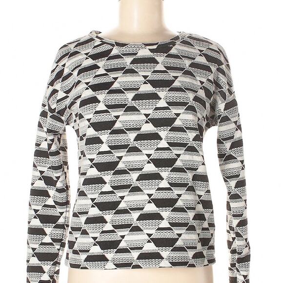 H&M geometric pattern print black gray white monochrome sweatshirt - Picture 1 of 7